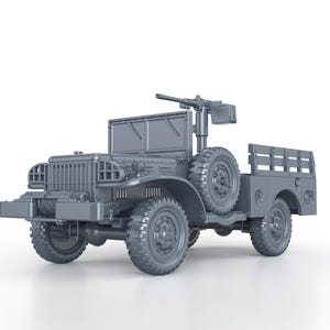 WWII US Dodge WC51 with MG 3/4 ton - 1/100 15mm 1/87 Ho 1/72 20mm 1/56 28mm 1/48 1/35 scale miniatures figures model wargame
