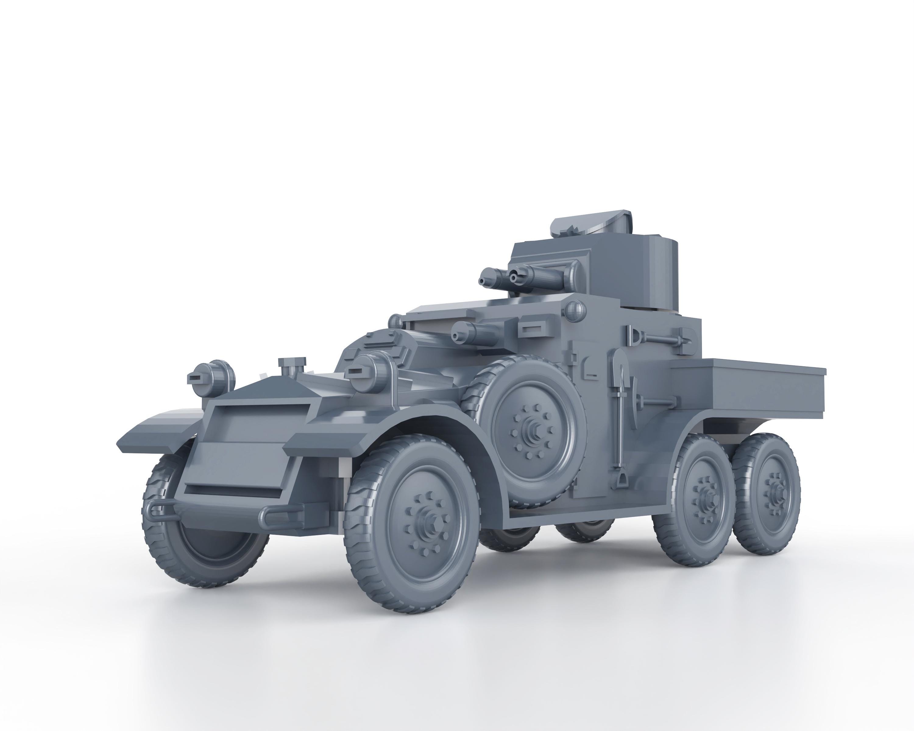 WWII British Lanchester 6x4 Armored Car 1/100 15mm 1/87 Ho 1/72 20mm 1/ ...