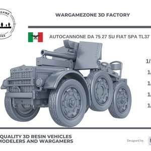 WWII ITALIAN Autocannone Da 75 27 Su Fiat Spa Tl37 1/100 15mm 1/87 Ho 1 ...