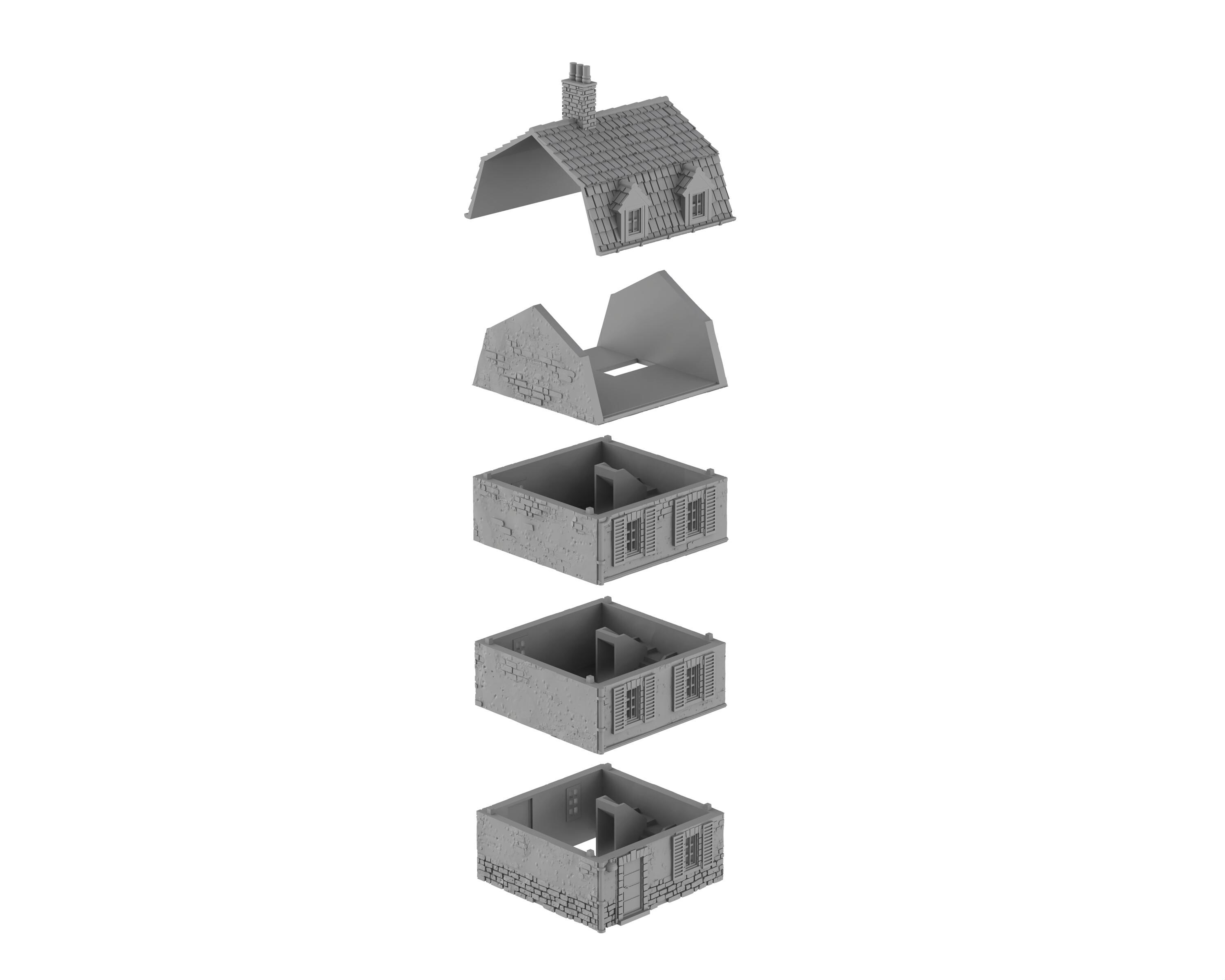 NORMANDIE VILLA 02 FRONT DE MER - 3D PRINT Wargame Terrain Bolt Action