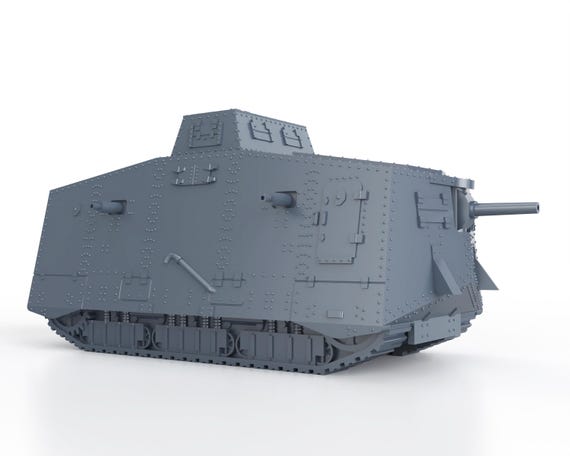 第一次世界大戦 - 突撃戦車 A7V - ドイツ - 1/100 15mm 1/87 Ho 1/72