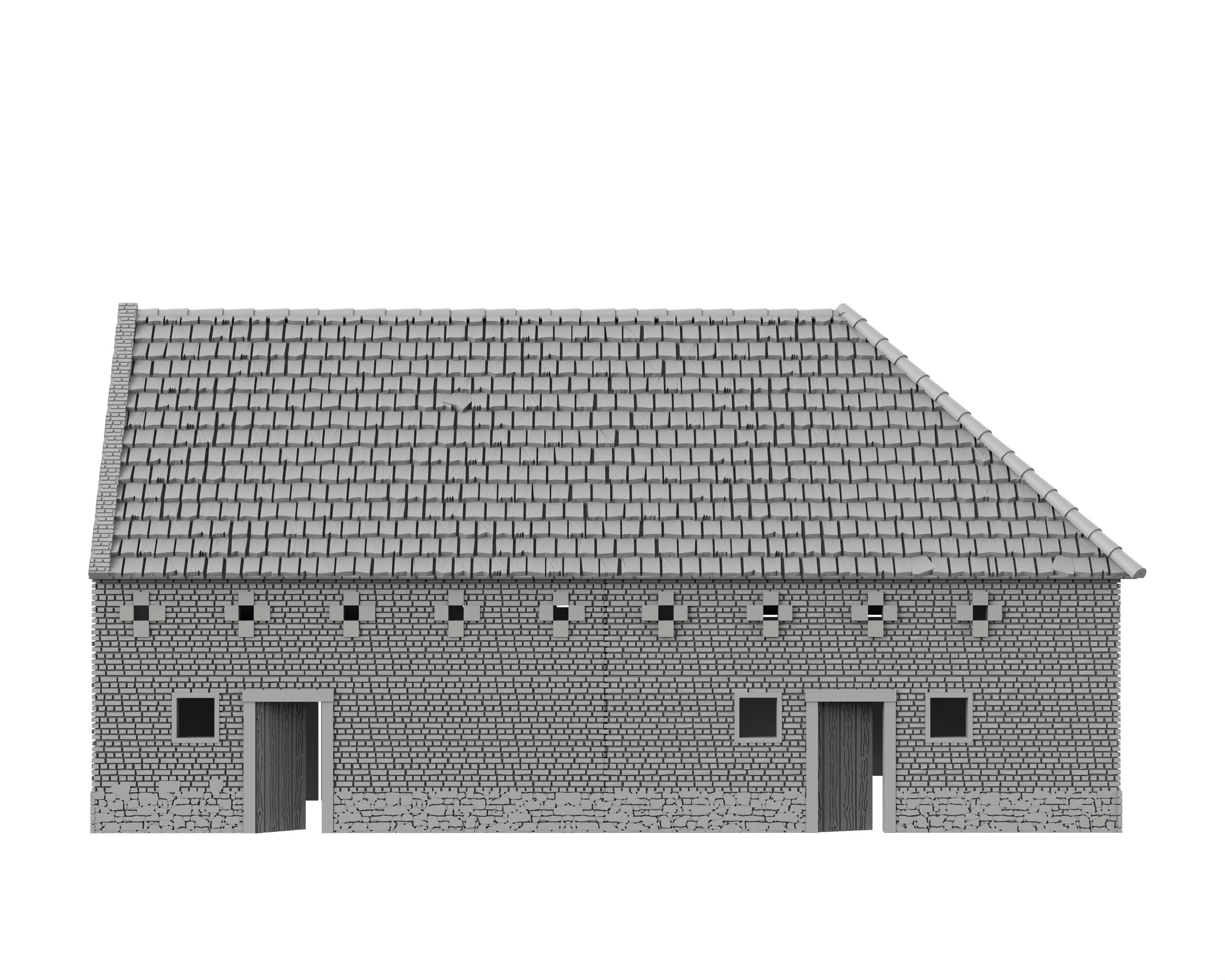 Generic L-shaped Barn NAP01 - Napoleonic 3D Printed Terrain 28mm 20mm 1 ...