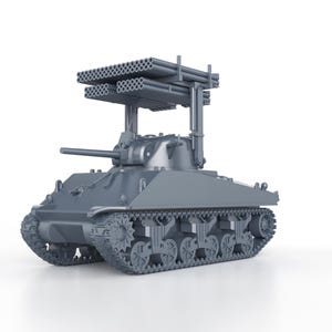 WWII US M4 Sherman T34 Calliope - 1/100 15mm 1/87 Ho 1/72 20mm 1/56 28mm 1/48 1/35 scale miniatures figures model wargame