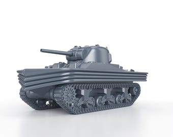 WWII US Tank Sherman M4 DD Duplex Drive (folded) - 1/100 15mm 1/87 Ho 1/72 20mm 1/56 28mm 1/48 1/35 scale figures model wargame