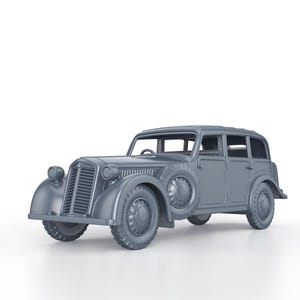 Peut inclure: Modèle de voiture vintage argentée avec un extérieur détaillé, comprenant une calandre chromée, des phares et des roues. La voiture a un design classique avec une carrosserie arrondie et un long capot.