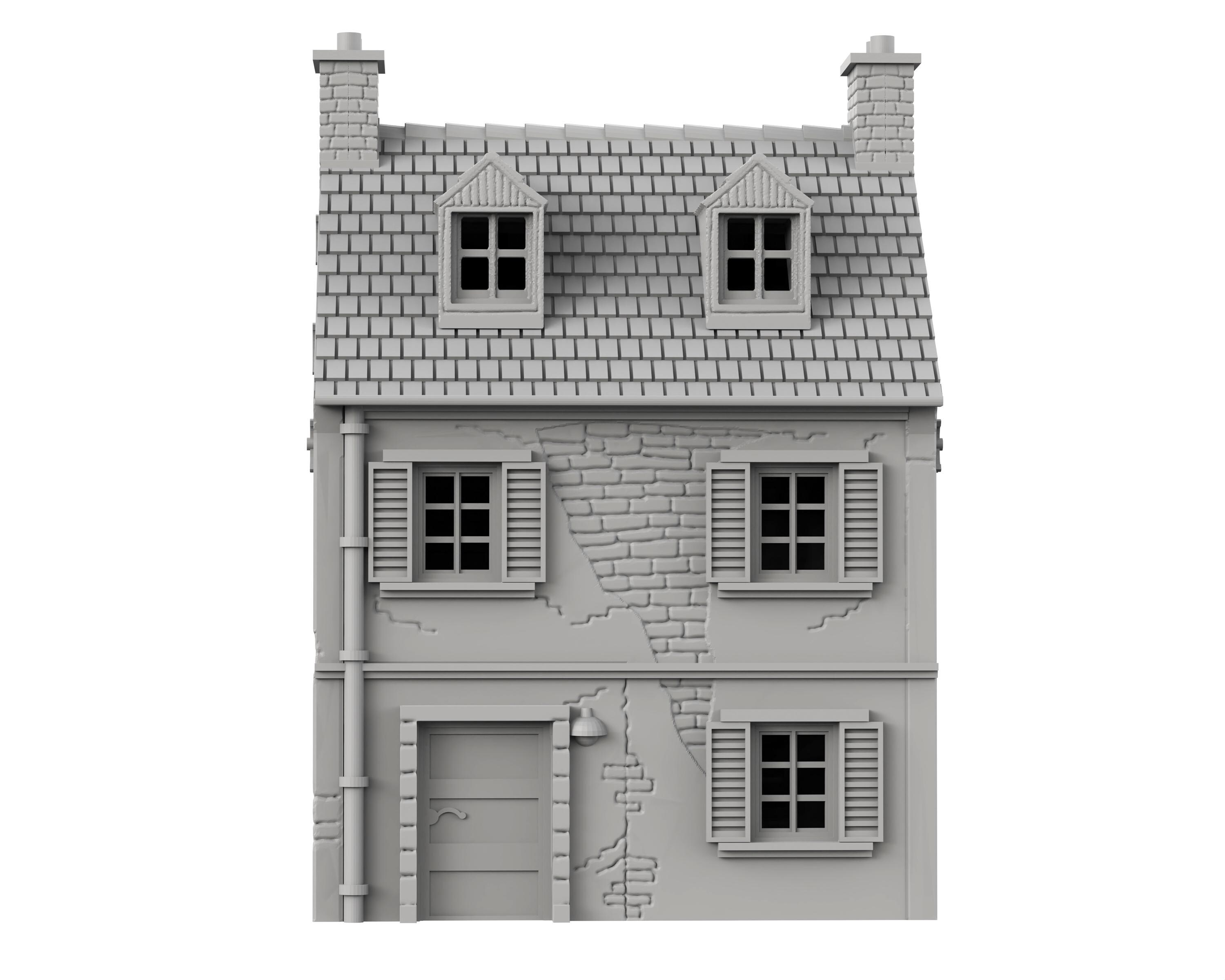 Small Norman House 2D - NorV1 WWII Wargame Terrain Scenery Diorama Network FoW BA BG Team Yankee 1/100 15mm 1/87 ho 1/72 20mm 28mm