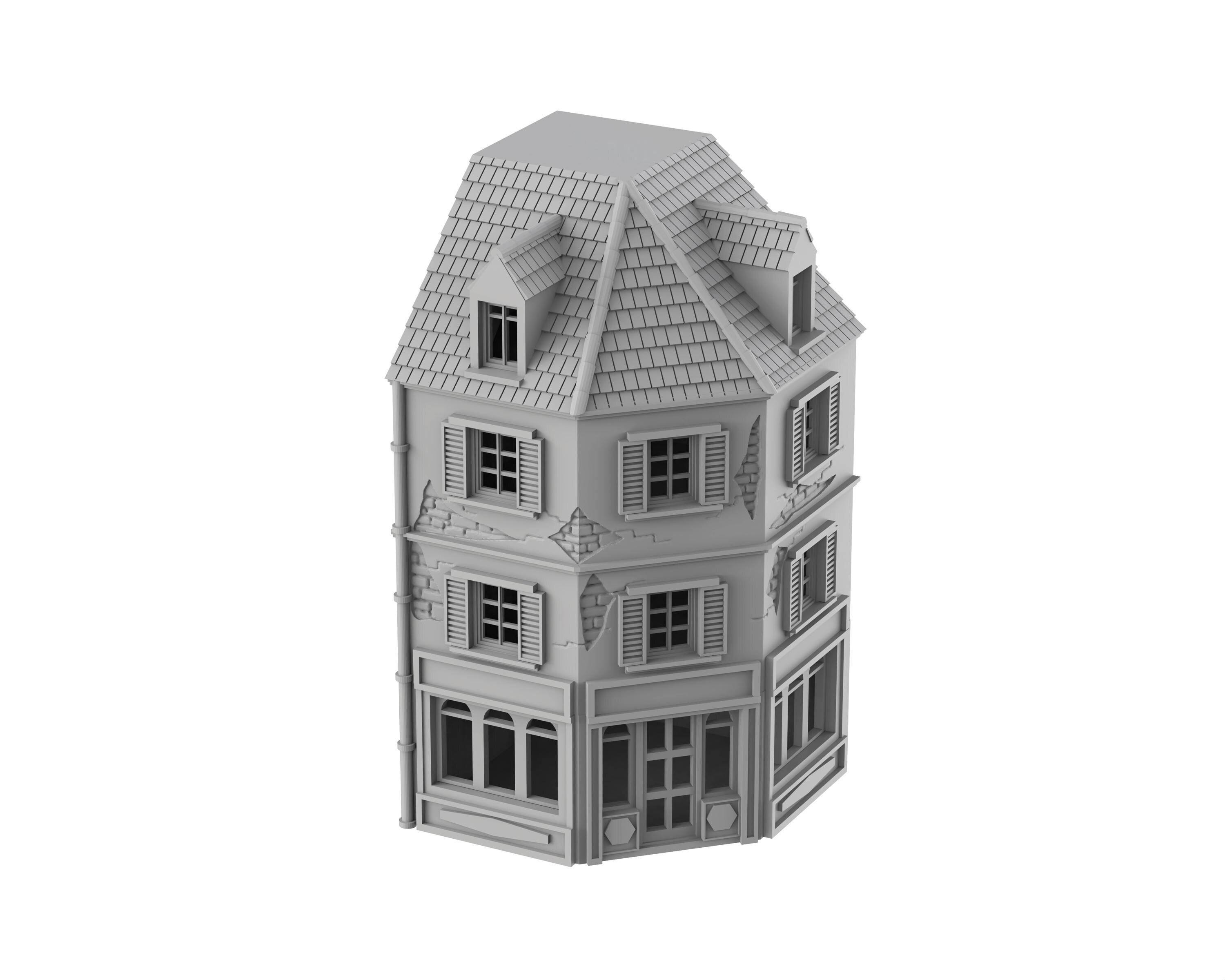 NORMANDY Corner House A Harbor WWIIed01 wargame wargaming bolt action chain of command terrain 3d print 28mm 15mm Flames of War Fow