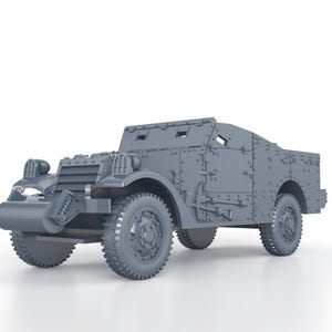 WWII US M3A1E1 Armored Scout Car - 1/100 15mm 1/87 HO 1/72 20mm 1/56 28mm 1/48 1/35 scale miniatures figures model wargame