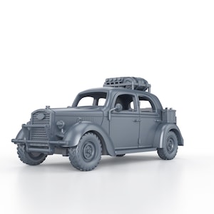 Könnte beinhalten: Graues Automodell im Vintage-Stil mit Dachgepäckträger und robusten Reifen. Das Fahrzeug hat einen detaillierten Frontgrill, Scheinwerfer und Seitenspiegel. Das Modell ist eine Miniaturreplik eines klassischen Automobils.