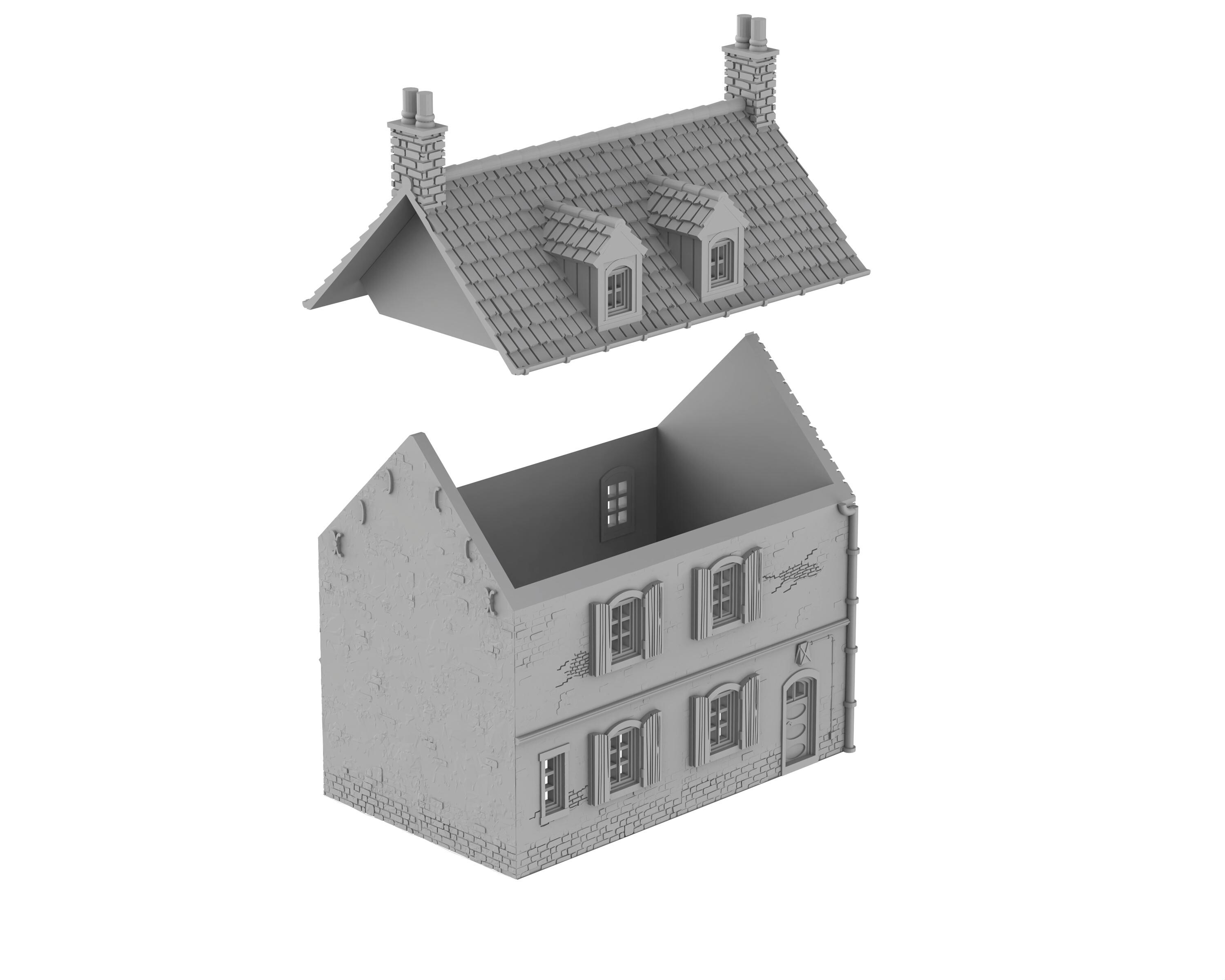 Maison De Ville Shop RD - Wwiied05 - 1/56 28mm 1/72 20mm HO 1/100 15mm Wargame Bolt Action Chain