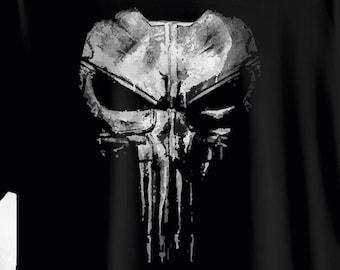 マーベル パニッシャー スカルアートプリントTシャツ - ブラック