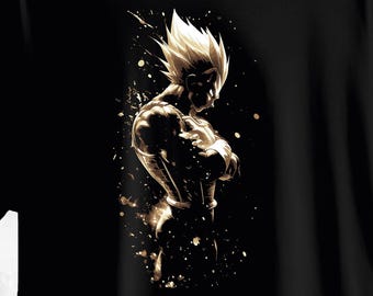 ドラゴンボールZ ベジータ スーパーサイヤ人 プリントTシャツ - ブラック