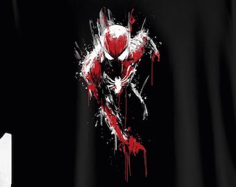 マーベル スパイダーマン コミックアートプリントTシャツ - ブラック