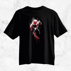 Marvel Spiderman Spider-Man Comic Art Printed Tshirt - BLACK image 2