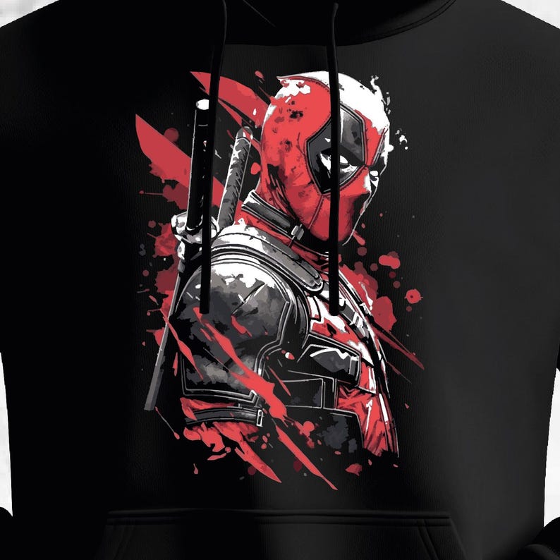 Sweat à capuche imprimé Deadpool Art Marvel - NOIR image 1