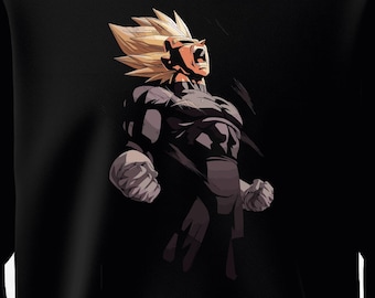 ドラゴンボールZ ベジータ スーパーサイヤ人 プリントスウェットシャツ - ブラック