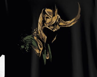 Camiseta estampada de Marvel Loki Thor Vengadores - NEGRA