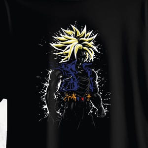 Camiseta estampada de Dragon Ball Z Trunks Super Saiyan - NEGRA