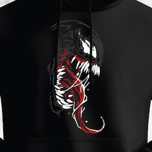 Marvel Venom Art Printed Hoodie - BLACK