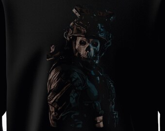 COD Call Of Duty Ghost Modern Warfare Art Printed Sweatshirt - BLACK