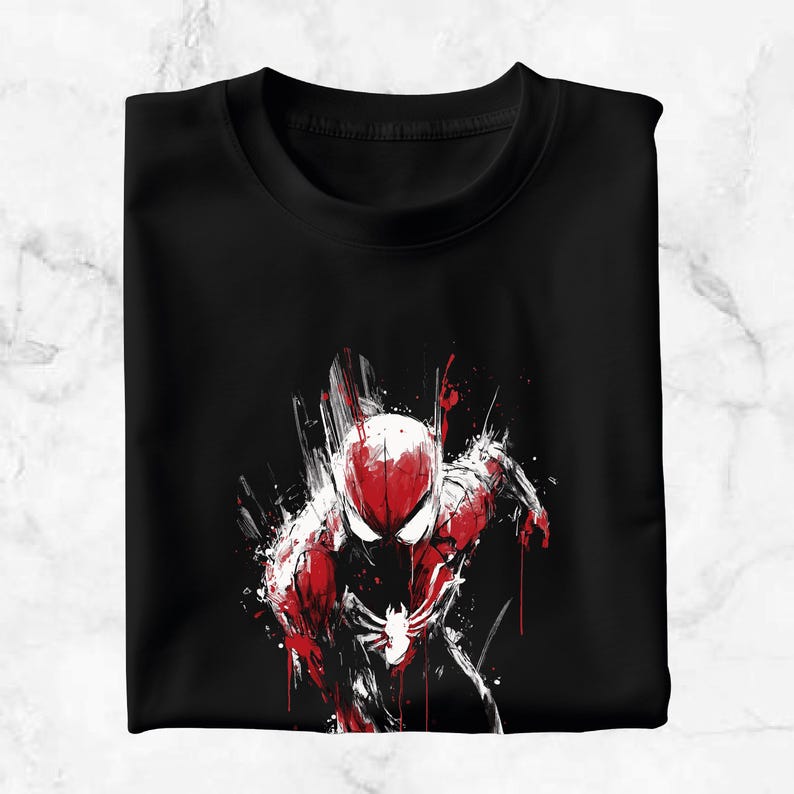 Marvel Spiderman Spider-Man Comic Art Printed Tshirt - BLACK image 3
