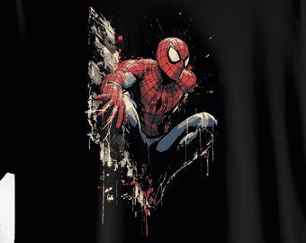 マーベル スパイダーマン コミックアートプリントTシャツ - ブラック
