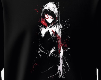 マーベル スパイダーマン グウェン・ステイシー コミックアートプリント スウェットシャツ - ブラック