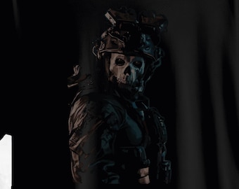 COD Call Of Duty Ghost Modern Warfare Art Printed Tshirt - BLACK