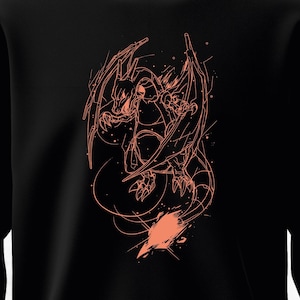 Charizard Fire Pokemon Anime Printed Sweatshirt Adult Kids - BLACK