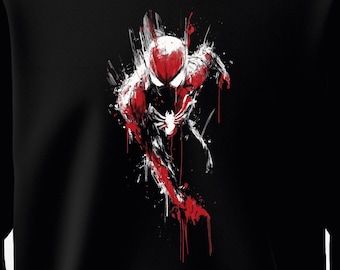 マーベル スパイダーマン コミックアートプリントスウェットシャツ - ブラック