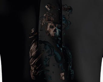 COD Call Of Duty Ghost Modern Warfare Art Printed Hoodie - BLACK