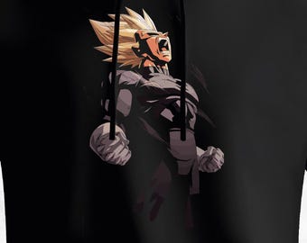 ドラゴンボールZ ベジータ スーパーサイヤ人 プリントパーカー - ブラック