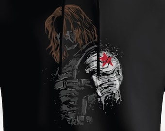 マーベル キャプテン・アメリカ ウィンター・ソルジャー バッキー・バーンズ アートプリント パーカー - ブラック