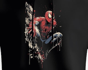 マーベル スパイダーマン スパイダーマン コミックアートプリントパーカー - ブラック
