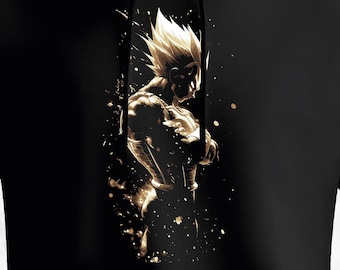 ドラゴンボールZ ベジータ スーパーサイヤ人 プリントパーカー - ブラック