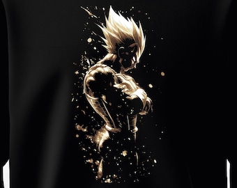 ドラゴンボールZ ベジータ スーパーサイヤ人 プリントスウェットシャツ - ブラック