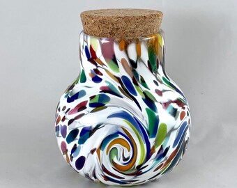 Blown Glass Spice Jar– Confetti White w/Twist