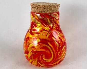 Blown Glass Spice Jar– Fire Mix w/Twist