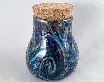 Blown Glass Spice Jar– Aqua, Hyacinth, Silver Mix w/Twist