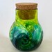 Blown Glass Spice Jar- Lime, Moss, Steel Blue Stripe w/Twist