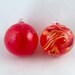 Blown Glass Christmas Balls (pair of two)– 2.75" Cherry Red & Fire Mix