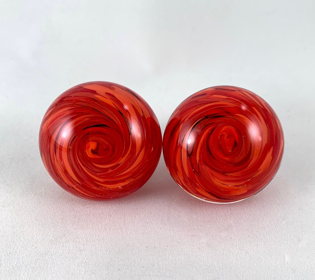 Solid Glass Cabinet Knobs: Set of 2 – Red Mix W/black Metal Fittings - Etsy