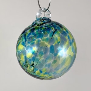 4.25&quot; Blown Glass Spirit Ball/Witch&#39;s Ball– Blue Green Mix