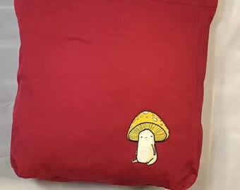 Embroidered Mushroom Canvas Tote Bag