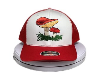 Double Red Mushroom Embroidered Hat