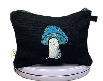 Your Plug Calls Me For Favors Embroidered Mushroom Hemp Zippered Pouch