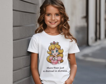 Prinzessin Peach Kinder T-Shirt | Lustiges Super Mario Kids T-Shirt | Prinzessin Peach Teenager Top | Peach Einzigartige Kinderkleidung | Lustige einzigartige Kinderkleidung