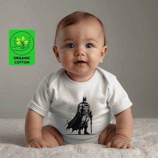 Batman Organic Baby Romper | Short Sleeve Baby Bodysuit | Eco-Friendly Infant Clothes | Unique Baby Style | Batman Babywear | Baby fashion