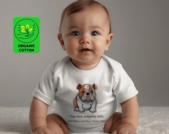 Bulldog Baby Organic Romper / Idea de regalo de bebé Bulldog ecológico / Ropa para niños Bulldog / Perro Mejores amigos Ropa para niños pequeños / Esencial para recién nacidos