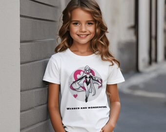 T-shirt enfant Araignée Gwen | Haut Spider Gwen pour fillettes | Idée cadeau Spider Gwen pour enfant | T-shirt enfant unique Spider Gwen | Fanwear Spiderman pour enfants